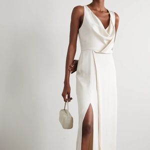 NWT HALSTON HERITAGE Draped Hammered-satin Gown In White